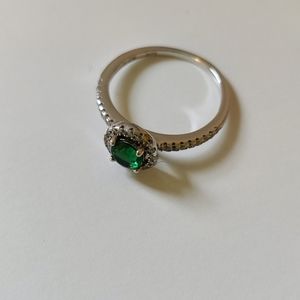Sterling Silver Ring with Lab Created Emerald